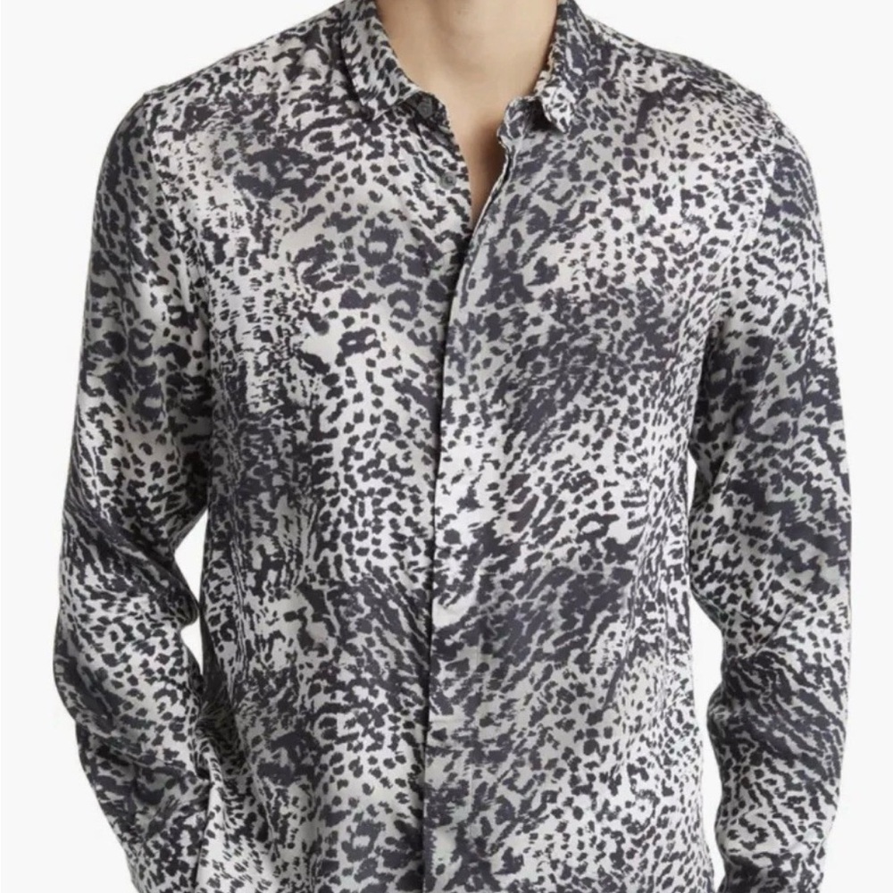 $228 NWT John Varvatos Rodney Regular Fit Shirt Mens L Animal Print Long Sleeve
